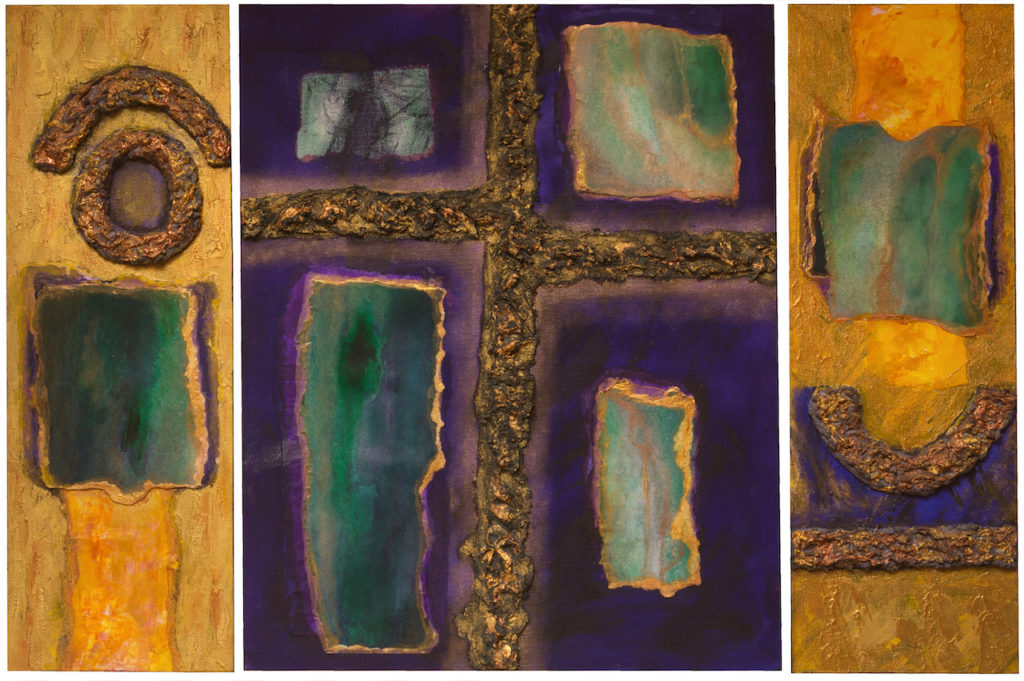 Altar I, Triptych (Purple and Gold)